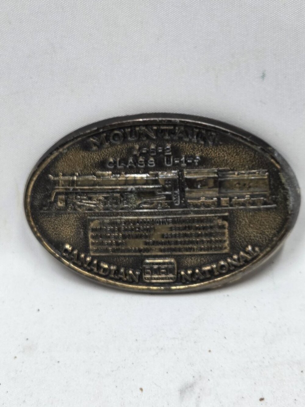 Brass Belt Buckle Locomotive 4-8-2 Class U-1-f Canadian National Mountain